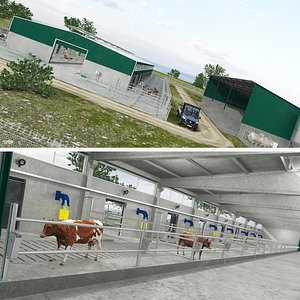 Realistic Cow Farm Fattening Scene model