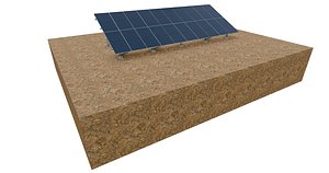 3D model Lowpoly Ground Mounted Solar Panels-10 Rows of PV Modules