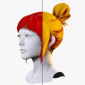 3D Female Hair - Bun style Low-poly model