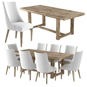Restoration Hardware ELLA FABRIC SIDE CHAIR and CAYDEN CAMPAIGN RECTANGULAR EXTENSION DINING TABLE