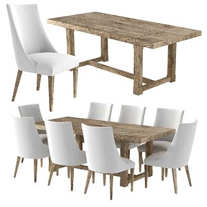 Restoration Hardware ELLA FABRIC SIDE CHAIR and CAYDEN CAMPAIGN RECTANGULAR EXTENSION DINING TABLE