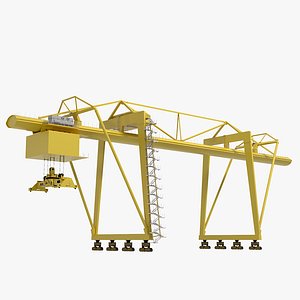 Container yellow cargo crane 3D model