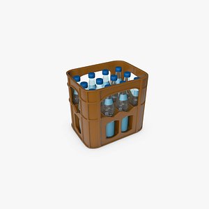 c4d mineral water crate bottles