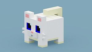 3D Voxel White Cat model