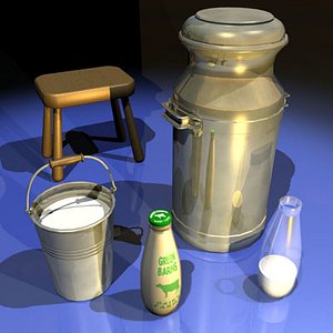 milk bottle 01 bucket 3d model