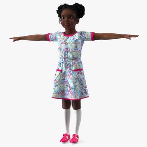 Casual Style Black Girl Child T-Pose