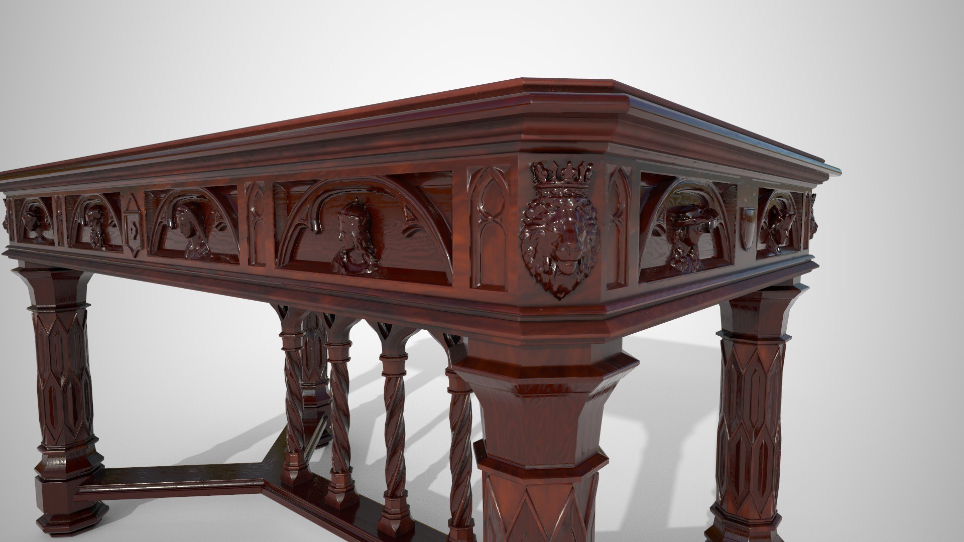 3D Victorian Table With Embossed Heads - TurboSquid 1773126