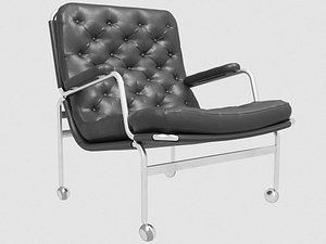 Karin easy chair black leather by Bruno Mathsson