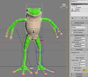cartoon frog rigged character 3d max