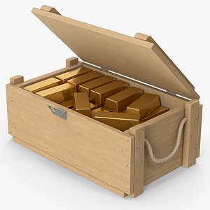 Old Crate And Gold Bars 3D model