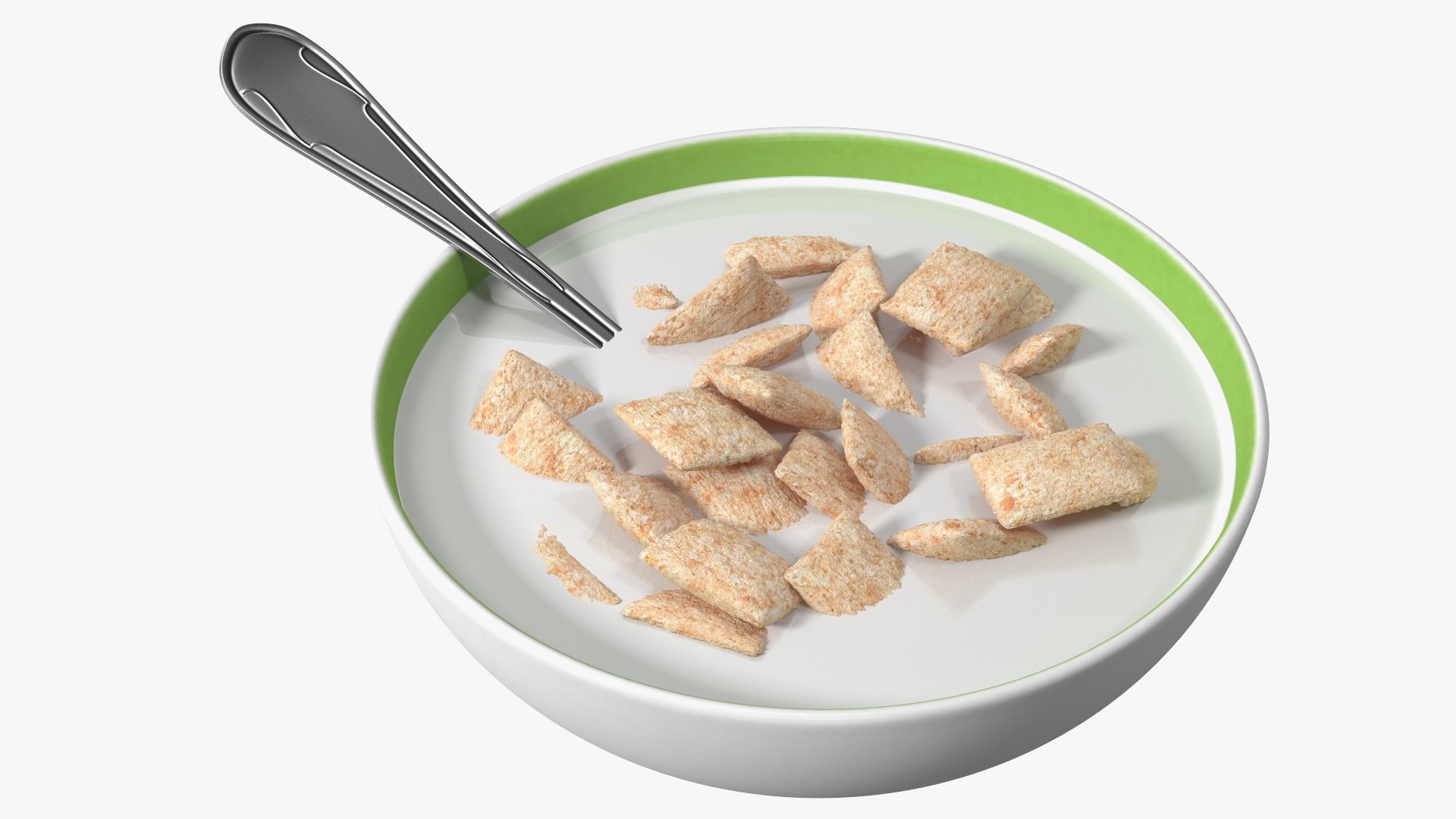 Breakfast Cereal Pads in Bowl with Milk 3D model preview