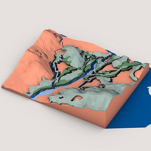 3D Low Poly Nature Landscape Diorama
