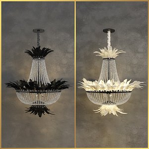 3d model luxury crystal chandelier feather