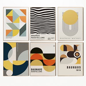 3D Bauhaus BlueYelloy posters model