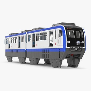 3D model Chongqing Monorail Train Head and Passenger Cars Rigged