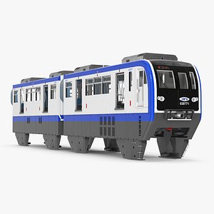Chongqing Monorail Train Head and Passenger Cars Rigged