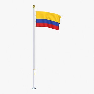 3D ColombiaFlagStandPoleAnimated model