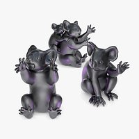Cartoon Koala Family - 3 Cute Koala Bear Sculptures 3D Print Ready
