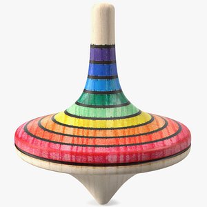 Wooden Rainbow Spinning Top