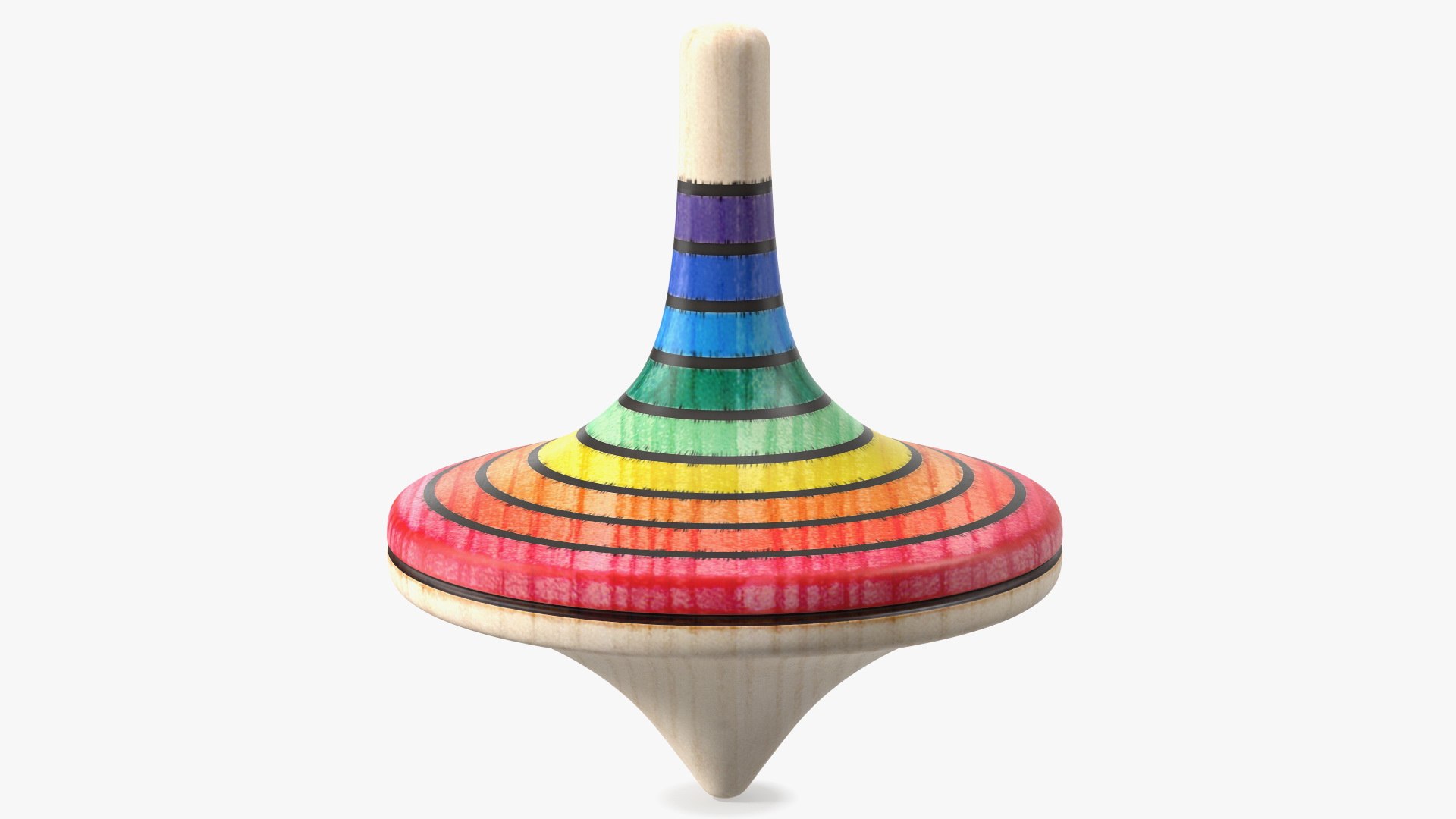 Wooden Rainbow Spinning Top 3D model preview
