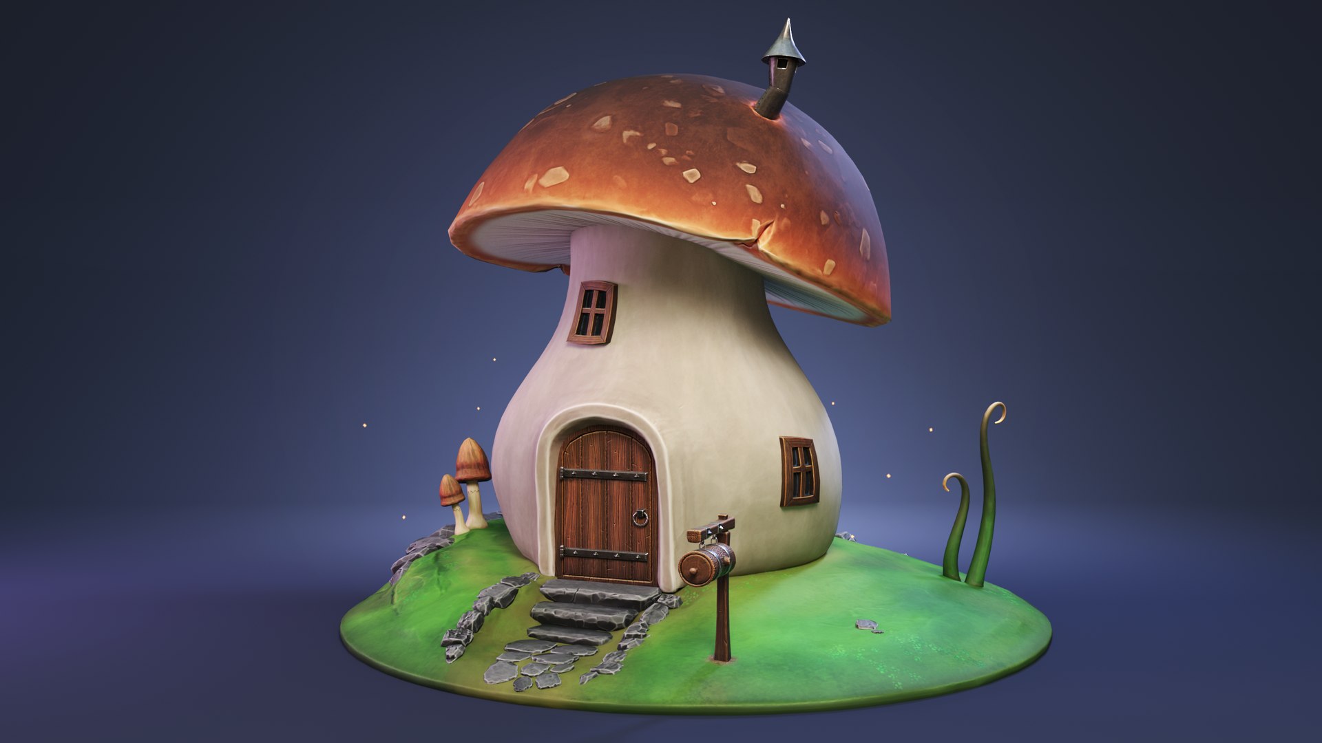 3D Model Stylized Mushroom House - TurboSquid 1734137