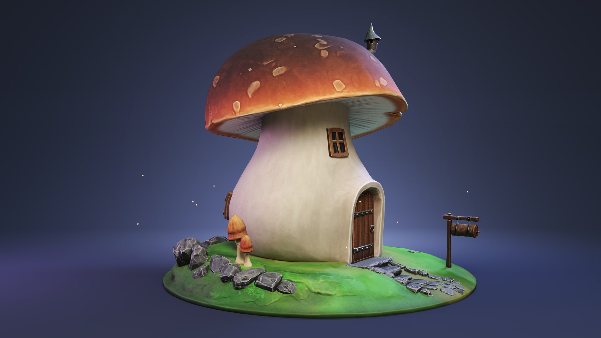 3D Model Stylized Mushroom House - TurboSquid 1734137