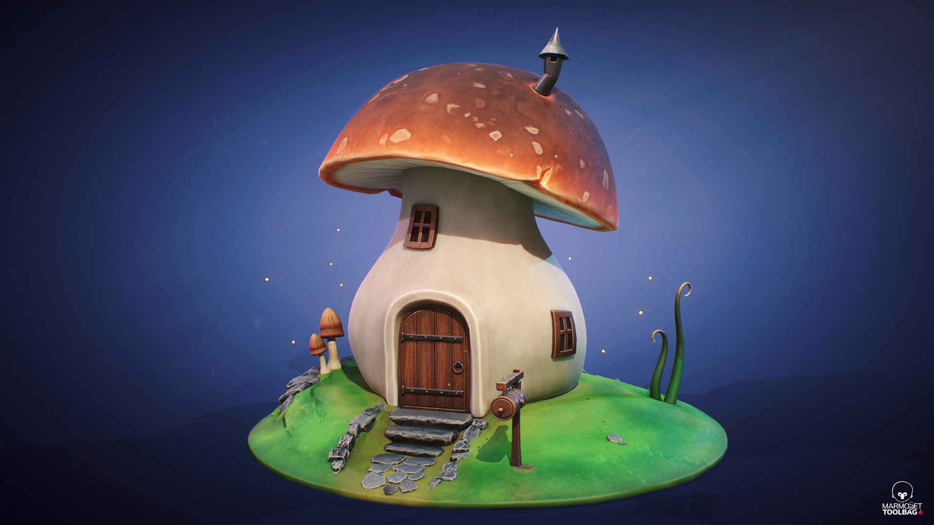 3d model stylized mushroom house https://p.turbosquid.