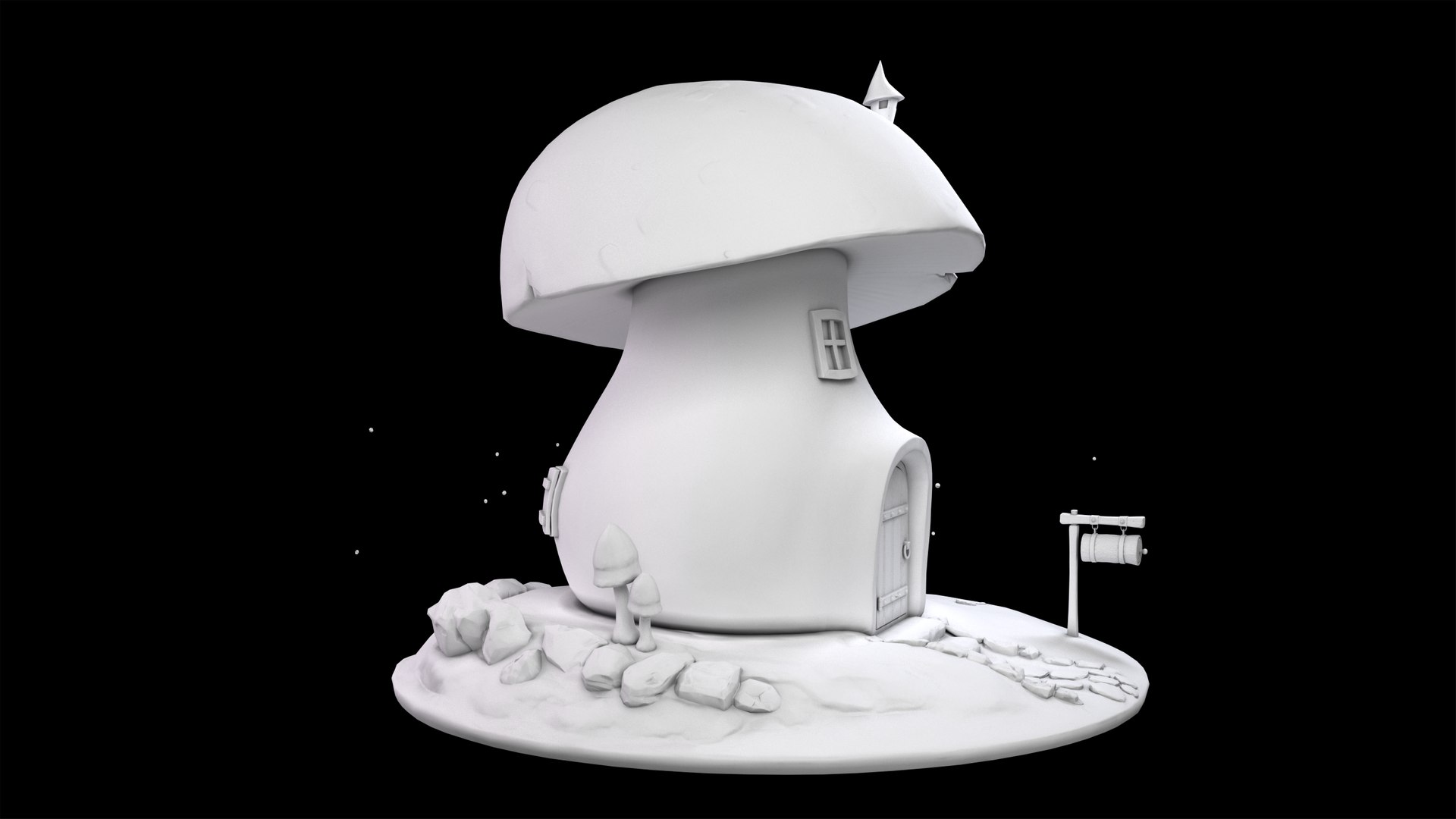 3D Model Stylized Mushroom House - TurboSquid 1734137
