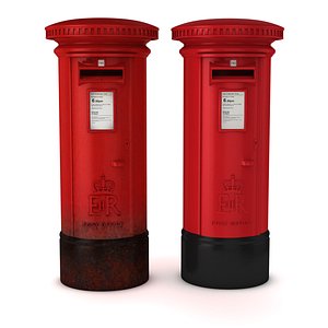 british red post box 3D model
