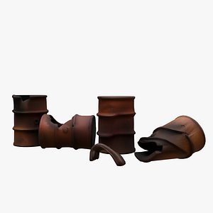 Rusty Oil Barrels 3D model