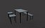 Chaises de table et banc en métal rouillé