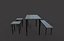 Chaises de table et banc en métal rouillé