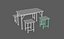 Chaises de table et banc en métal rouillé