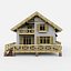 3d model alpine chalet houses