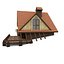 3d model alpine chalet houses