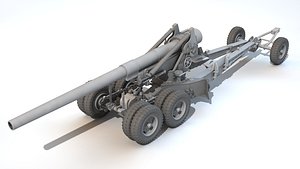 M1 M59 155 mm Long Tom Howitzer 3D model