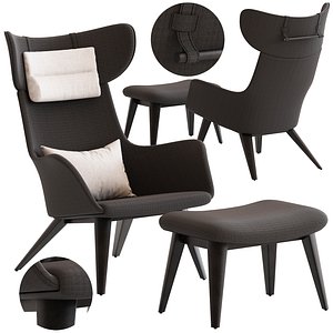 Coco Republic Soho Outdoor Occasional Chair and Footstool 3D