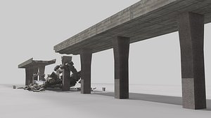 bridge collapse 3 animations 3D model