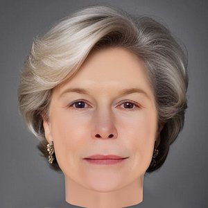 3D Alice Krige Head - No Hair - Low poly head for game model