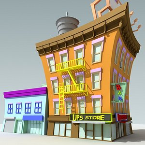 downtown cartoon building 3d max
