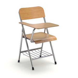 Wooden student chair with desk and armrest