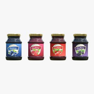 3D Realistic Fruit Jam Jar Set