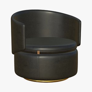 Leather Sofa Realistic Black 3D model