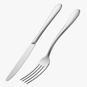 Table Dinner Knife and Fork Generic Cutlery 3D