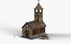 Game-Ready Scandinavian Church 3D model