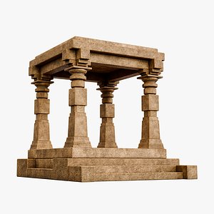 Ancient Stone Pavilion Ruin Lowpoly 3D model