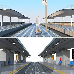 Train Station Collection 3D model