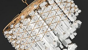 Modern Modular Crystal Chandelier Silver Editable