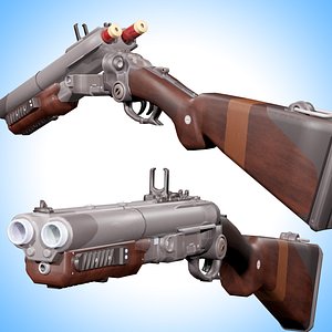 Double Barrel Shotgun Rigged 3D Model model