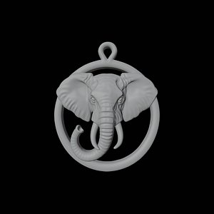 Elephant Pendant Medallion 3D Print Model Jewelry Pendant 3D model